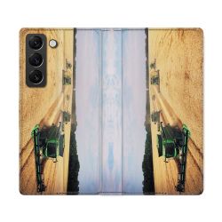 Housse Cuir Portefeuille Pour Samsung Galaxy S22 Ultra Agriculture Moissonneuse