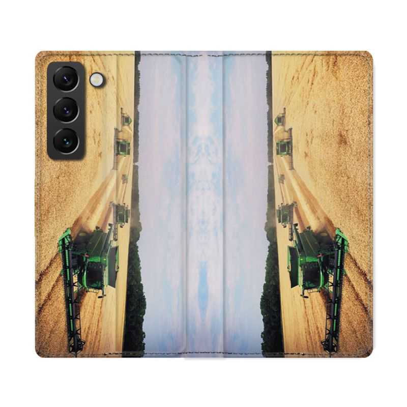 Housse Cuir Portefeuille Pour Samsung Galaxy S22 Ultra Agriculture Moissonneuse