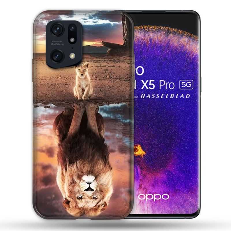 Coque Pour Oppo Find X5 Pro Animal Lion Reflet
