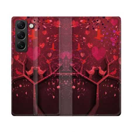 Housse Cuir Portefeuille Pour Samsung Galaxy S22 Ultra Amour Arbre
