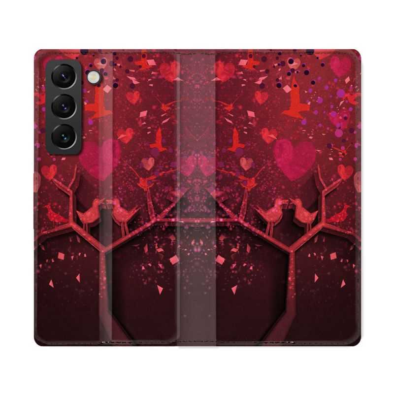 Housse Cuir Portefeuille Pour Samsung Galaxy S22 Ultra Amour Arbre