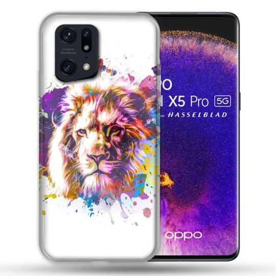 Coque Pour Oppo Find X5 Pro Animal Lion Tag