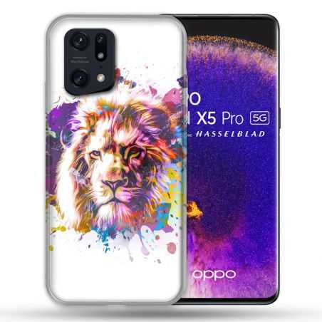 Coque Pour Oppo Find X5 Pro Animal Lion Tag