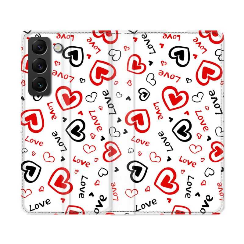 Housse Cuir Portefeuille Pour Samsung Galaxy S22 Ultra Amour Love
