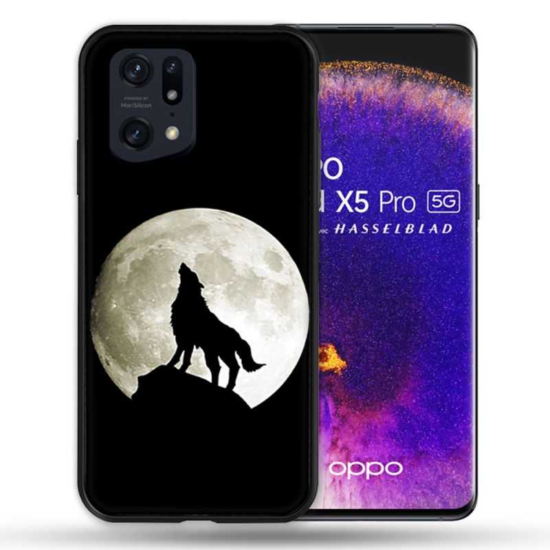 Coque Pour Oppo Find X5 Pro Animal Loup Noir