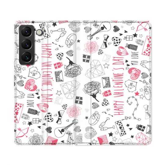 Housse Cuir Portefeuille Pour Samsung Galaxy S22 Ultra Amour Valentines