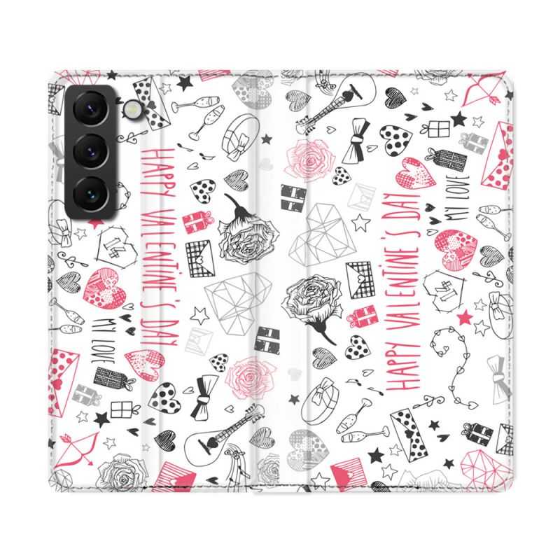 Housse Cuir Portefeuille Pour Samsung Galaxy S22 Ultra Amour Valentines