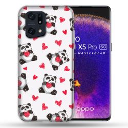 Coque Pour Oppo Find X5 Pro Animal Panda Cœur