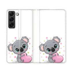 Housse Cuir Portefeuille Pour Samsung Galaxy S22 Ultra Animal Koala Cœur