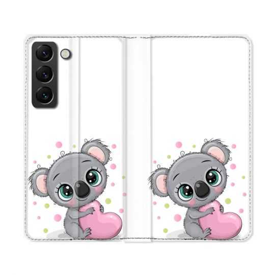 Housse Cuir Portefeuille Pour Samsung Galaxy S22 Ultra Animal Koala Cœur