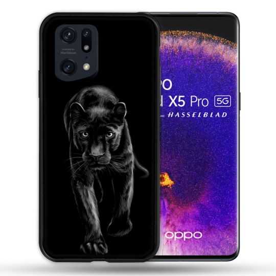 Coque Pour Oppo Find X5 Pro Animal Panthère Noire