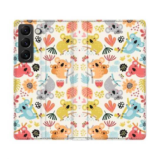 Housse Cuir Portefeuille Pour Samsung Galaxy S22 Ultra Animal Koala Pattern