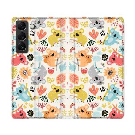 Housse Cuir Portefeuille Pour Samsung Galaxy S22 Ultra Animal Koala Pattern