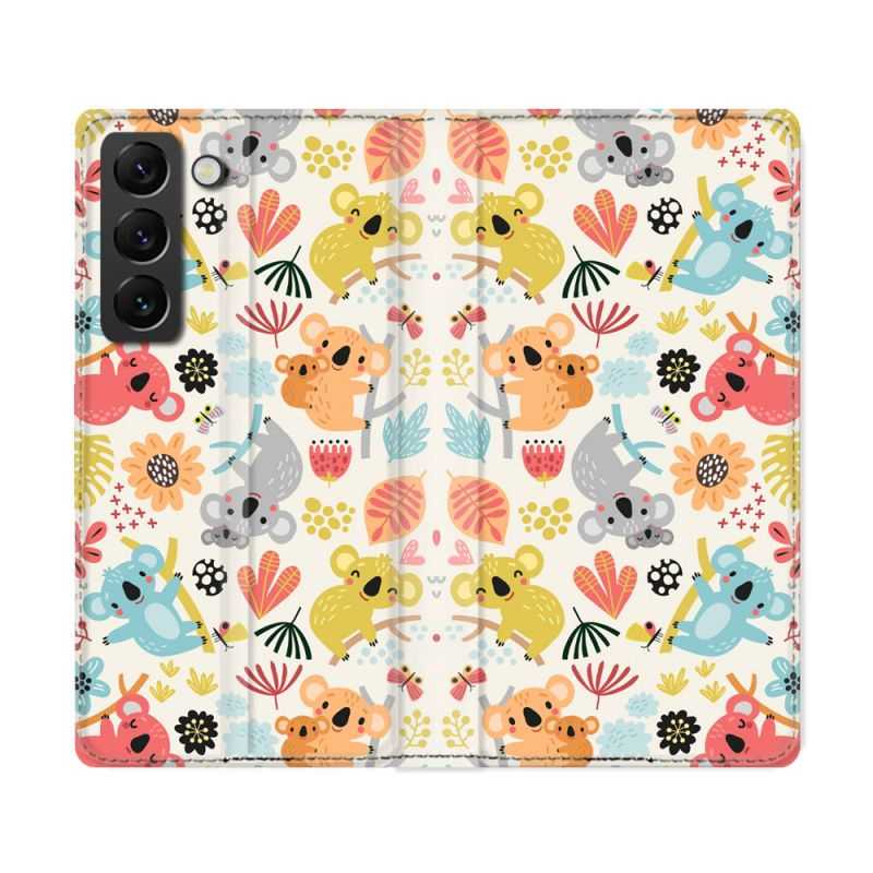 Housse Cuir Portefeuille Pour Samsung Galaxy S22 Ultra Animal Koala Pattern