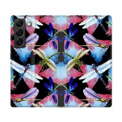 Housse Cuir Portefeuille Pour Samsung Galaxy S22 Ultra Animal Libellule
