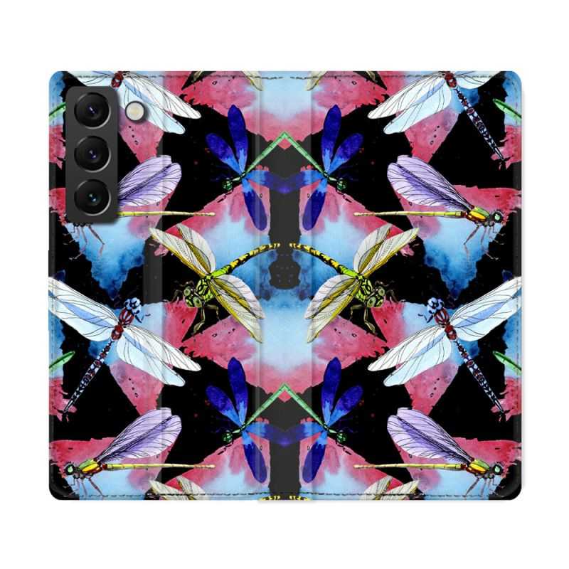 Housse Cuir Portefeuille Pour Samsung Galaxy S22 Ultra Animal Libellule