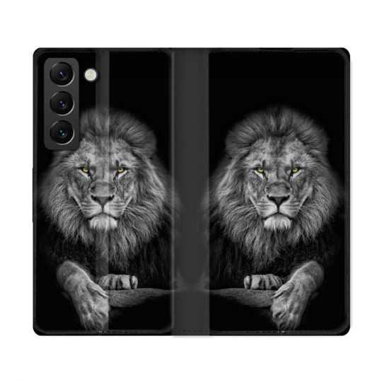 Housse Cuir Portefeuille Pour Samsung Galaxy S22 Ultra Animal Lion Majestueux