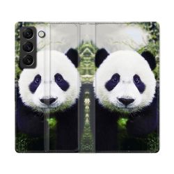 Housse Cuir Portefeuille Pour Samsung Galaxy S22 Ultra Animal Panda Color