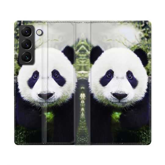 Housse Cuir Portefeuille Pour Samsung Galaxy S22 Ultra Animal Panda Color