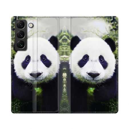 Housse Cuir Portefeuille Pour Samsung Galaxy S22 Ultra Animal Panda Color