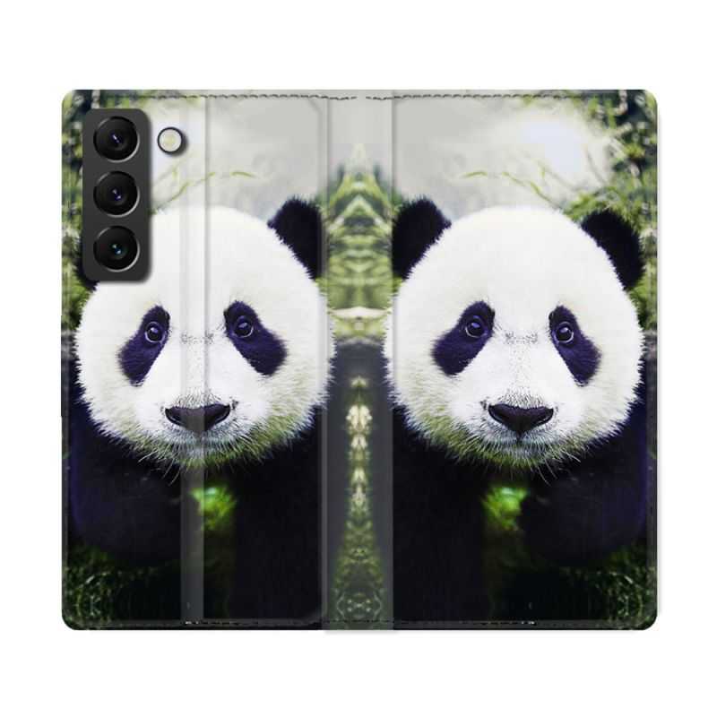 Housse Cuir Portefeuille Pour Samsung Galaxy S22 Ultra Animal Panda Color