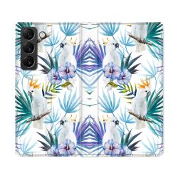 Housse Cuir Portefeuille Pour Samsung Galaxy S22 Ultra Animal Perroquet Peinture