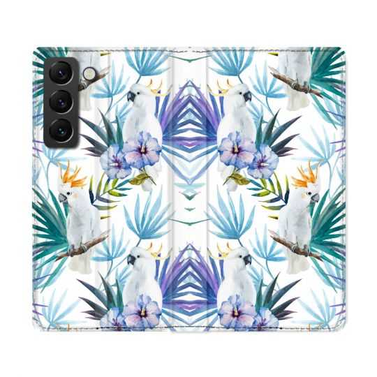 Housse Cuir Portefeuille Pour Samsung Galaxy S22 Ultra Animal Perroquet Peinture