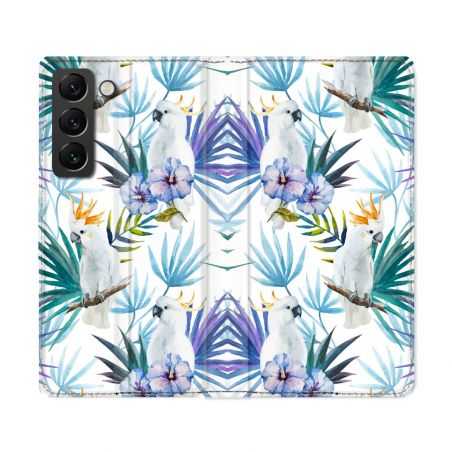 Housse Cuir Portefeuille Pour Samsung Galaxy S22 Ultra Animal Perroquet Peinture
