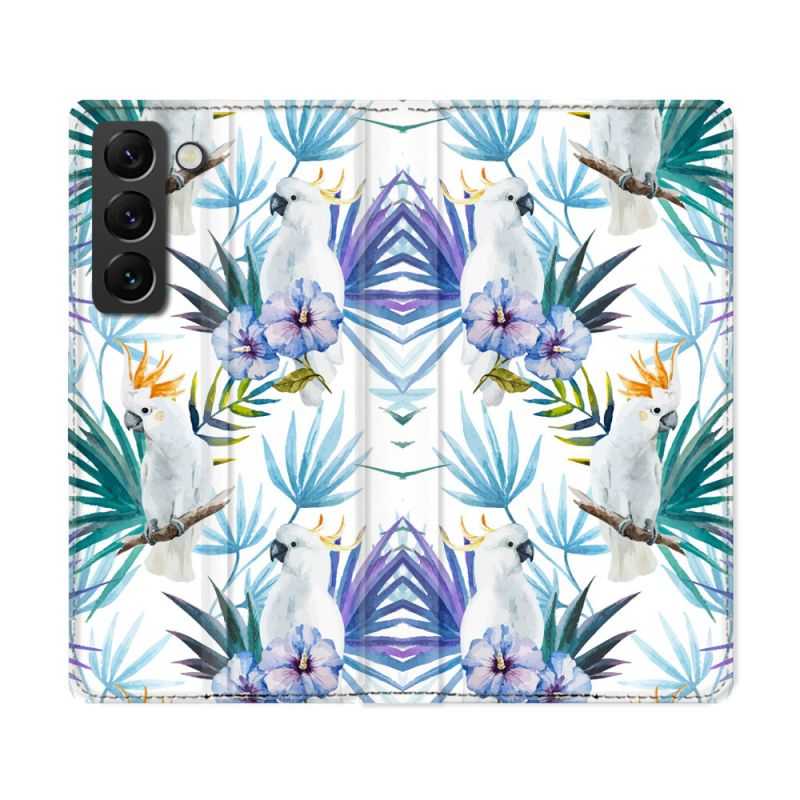 Housse Cuir Portefeuille Pour Samsung Galaxy S22 Ultra Animal Perroquet Peinture