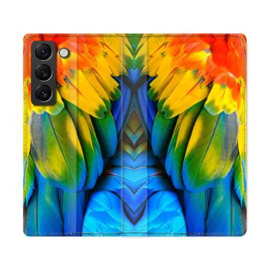 Housse Cuir Portefeuille Pour Samsung Galaxy S22 Ultra Animal Perroquet Plume