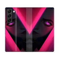 Housse Cuir Portefeuille Pour Samsung Galaxy S22 Ultra Arcane Jynx Rose