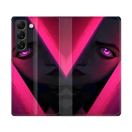 Housse Cuir Portefeuille Pour Samsung Galaxy S22 Ultra Arcane Jynx Rose