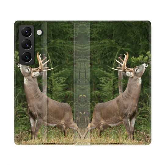 Housse Cuir Portefeuille Pour Samsung Galaxy S22 Ultra Chasse Cerf
