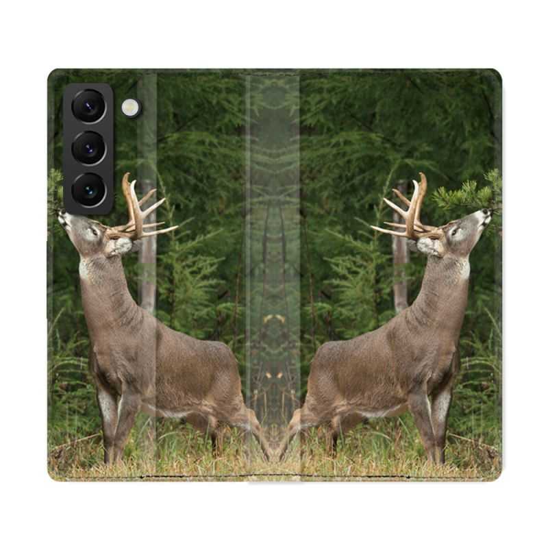 Housse Cuir Portefeuille Pour Samsung Galaxy S22 Ultra Chasse Cerf