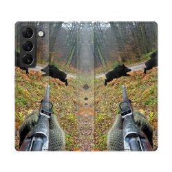 Housse Cuir Portefeuille Pour Samsung Galaxy S22 Ultra Chasse Vision Tir
