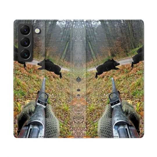 Housse Cuir Portefeuille Pour Samsung Galaxy S22 Ultra Chasse Vision Tir