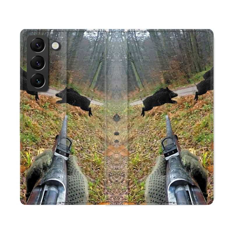 Housse Cuir Portefeuille Pour Samsung Galaxy S22 Ultra Chasse Vision Tir