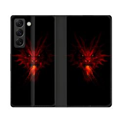 Housse Cuir Portefeuille Pour Samsung Galaxy S22 Ultra Fantastique Dragon Feu