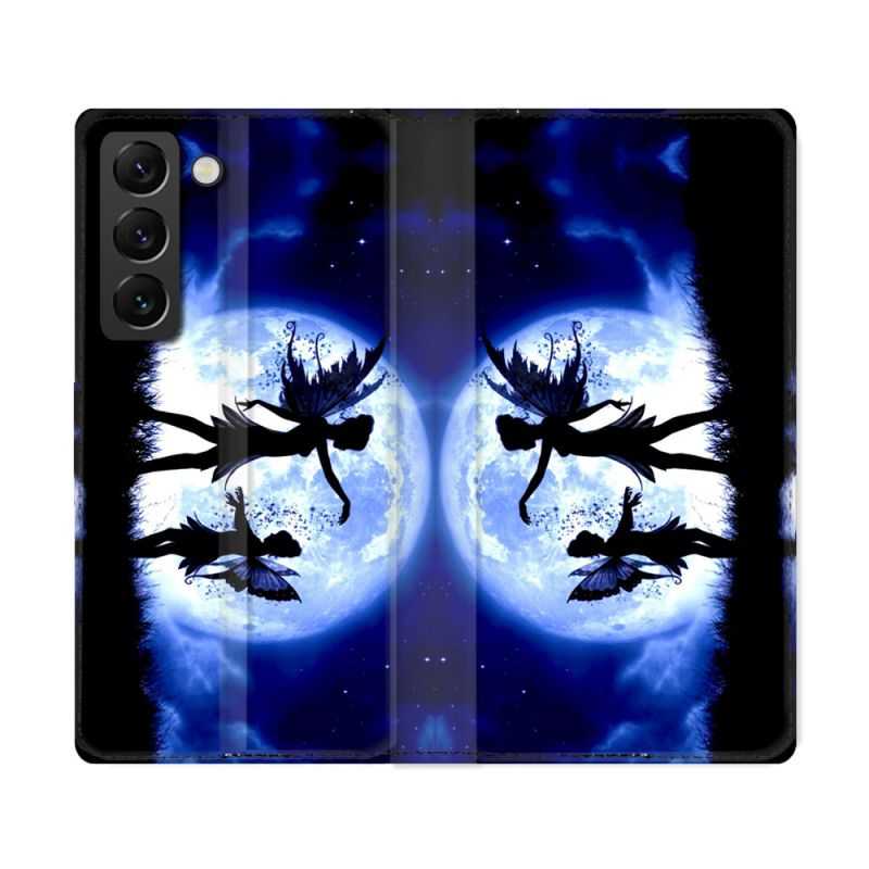 Housse Cuir Portefeuille Pour Samsung Galaxy S22 Ultra Fantastique Fee Lune