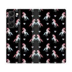 Housse Cuir Portefeuille Pour Samsung Galaxy S22 Ultra Fantastique Licorne Pattern
