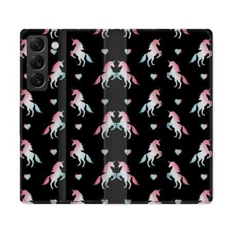 Housse Cuir Portefeuille Pour Samsung Galaxy S22 Ultra Fantastique Licorne Pattern