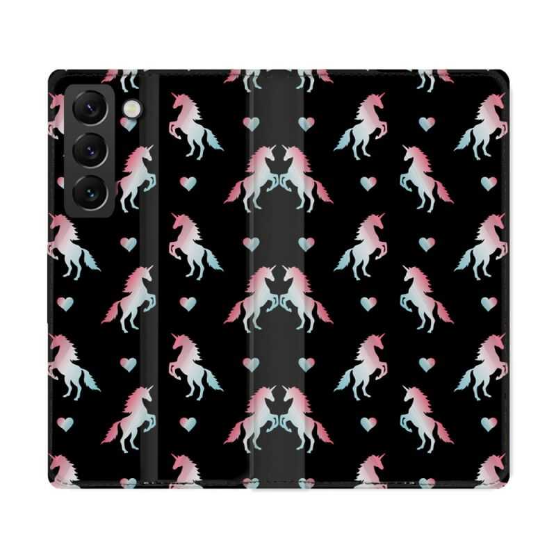 Housse Cuir Portefeuille Pour Samsung Galaxy S22 Ultra Fantastique Licorne Pattern
