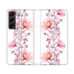Housse Cuir Portefeuille Pour Samsung Galaxy S22 Ultra Fleur Eclosion