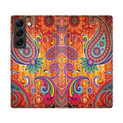 Housse Cuir Portefeuille Pour Samsung Galaxy S22 Ultra Fleur Psychedelic