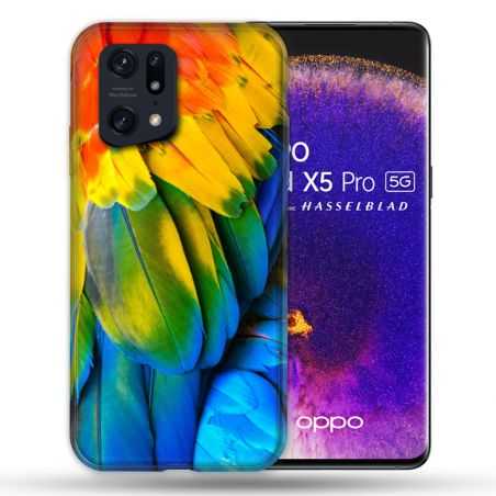 Coque Pour Oppo Find X5 Pro Animal Perroquet Plume