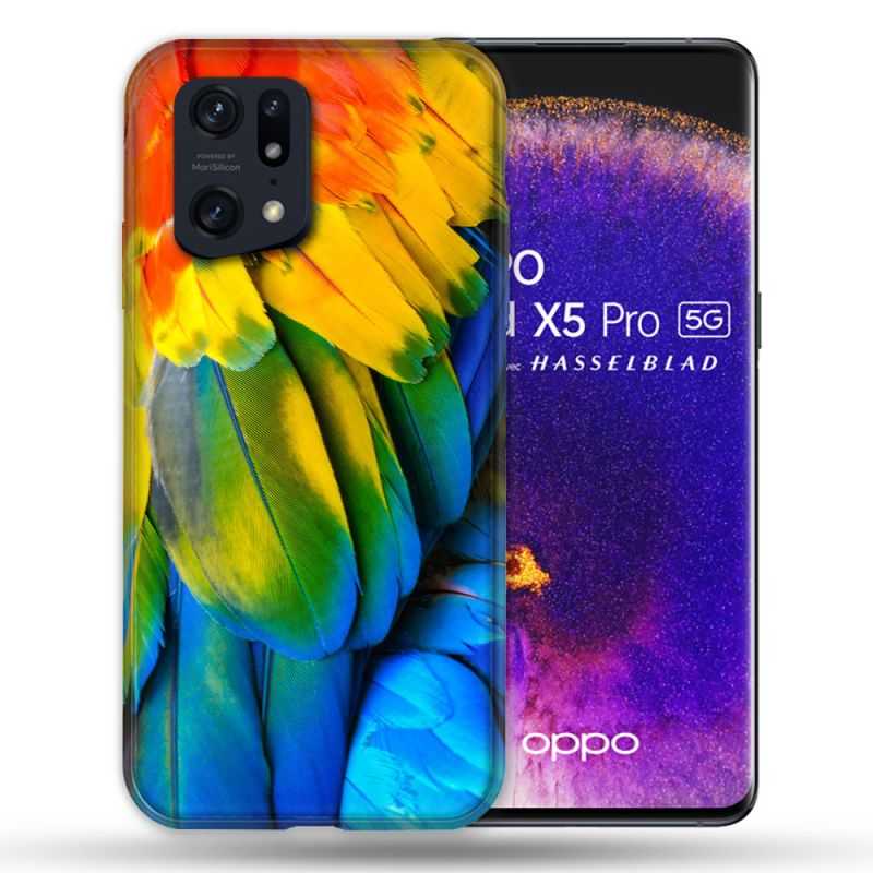 Coque Pour Oppo Find X5 Pro Animal Perroquet Plume