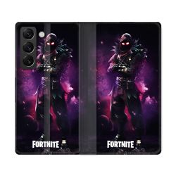 Housse Cuir Portefeuille Pour Samsung Galaxy S22 Ultra Fortnite Raven