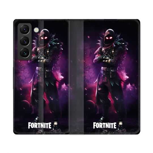 Housse Cuir Portefeuille Pour Samsung Galaxy S22 Ultra Fortnite Raven
