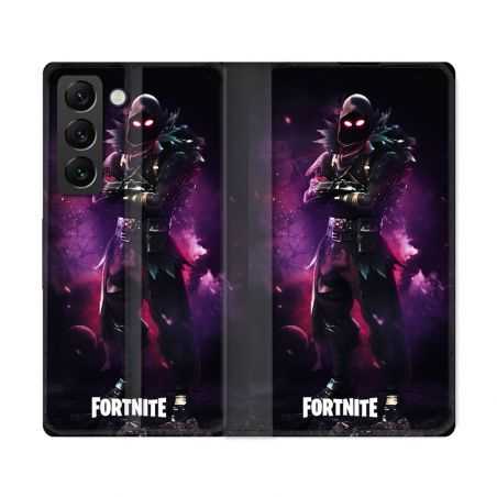 Housse Cuir Portefeuille Pour Samsung Galaxy S22 Ultra Fortnite Raven