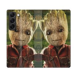 Housse Cuir Portefeuille Pour Samsung Galaxy S22 Ultra Groot Vert
